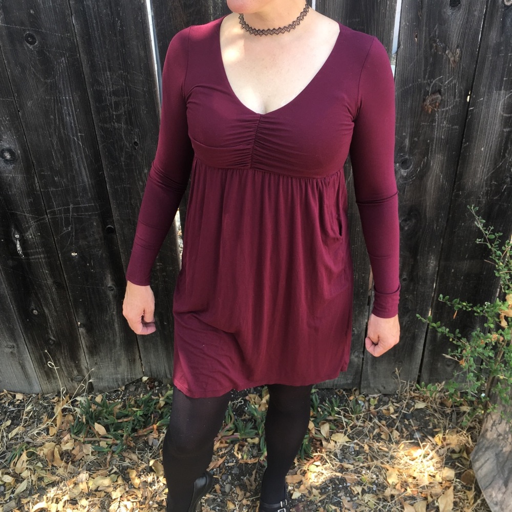 Color Me Red long sleeve dress with pockets Small